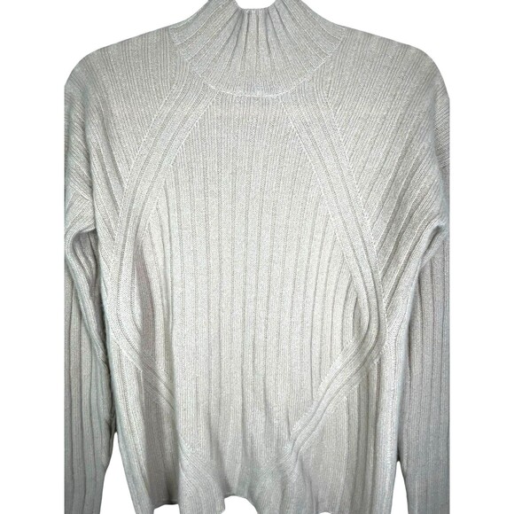 C by Bloomingdales Ribbed Mock Neck Women's Sweater Cashmere Size XS Neutral - Picture 4 of 10